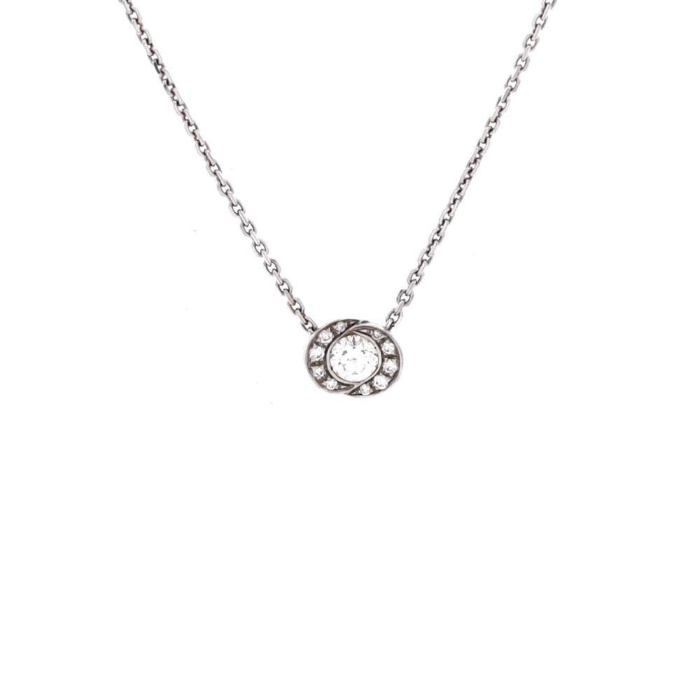 Bvlgari Incontro D'amore Slide Pendant Necklace 18K White Gold with Diamonds